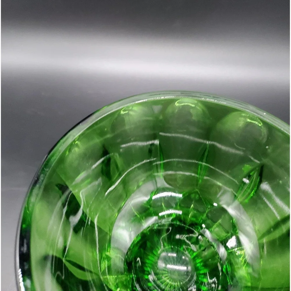 Vintage Anchor Hocking Emerald Green‎ Glass Thumbprint Pedestal Candy Dish Bowl